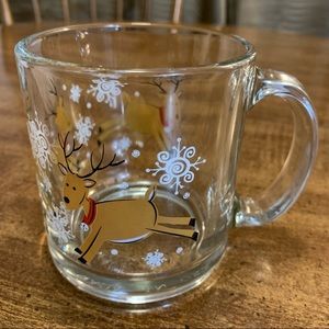 Glass Reindeer Snowflake Christmas Mug